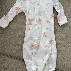 White Baby Gown with Animal Print